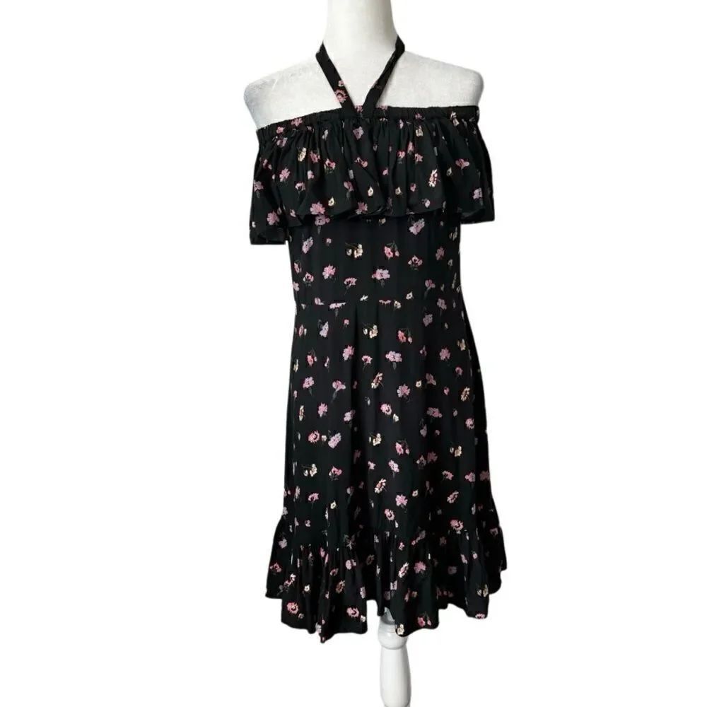 Jill Jill Stuart Womens Floral Laura Off Shoulder Dress Black Floral SZ 6